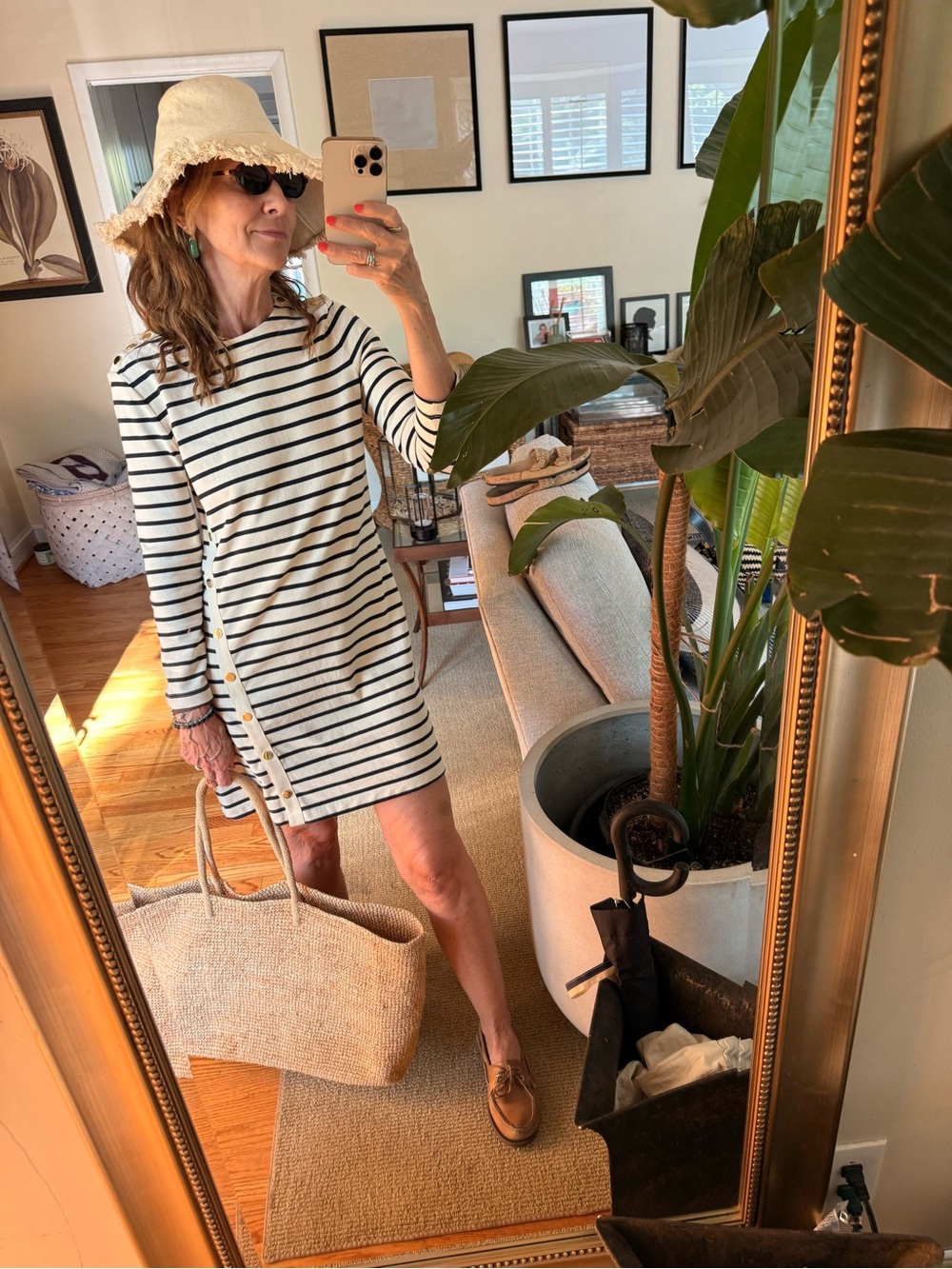 Veronica Beard 'Ruta' mini-dress Striped Button-Shoulder Tunic Marine Navy/Cream - Picture 3 of 12